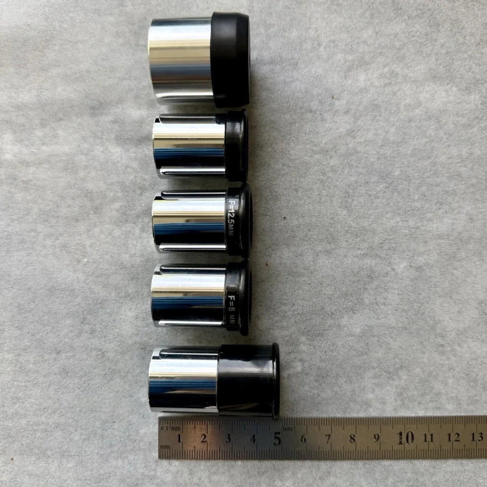Lot of 5 Telescope Eyepieces -SR4mm, F-8, F-12.5, F-20 And H8mm